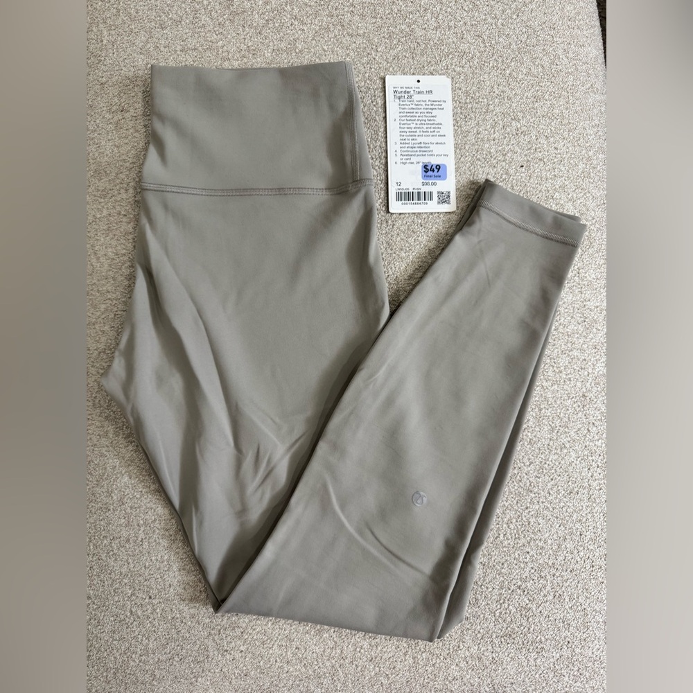 NWOT Lululemon Wunder Train HR Leggings in Riverstone 28” sz 12